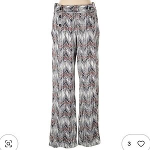 Robert Louis Multicolor Palazzo Pants Tribal Print Wmn's M Wide Leg ButtonDetail